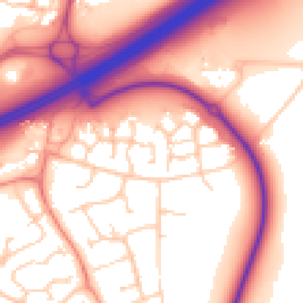 Daytime road noise heatmap for RG2 9EZ