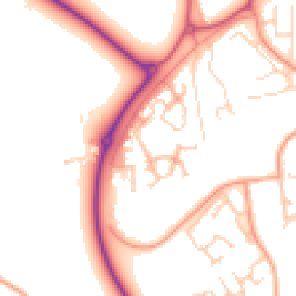 Daytime road noise heatmap for RG2 9FB