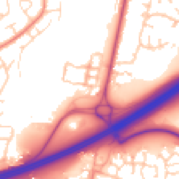 Daytime road noise heatmap for RG2 9FJ