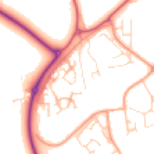 Daytime road noise heatmap for RG2 9FQ