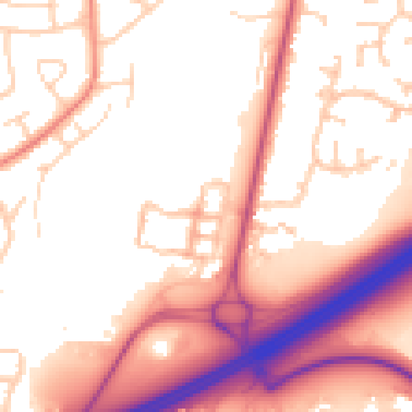 Daytime road noise heatmap for RG2 9FR