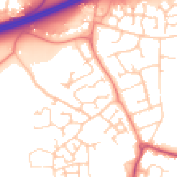 Daytime road noise heatmap for RG2 9GA