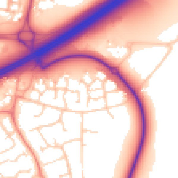 Daytime road noise heatmap for RG2 9GD