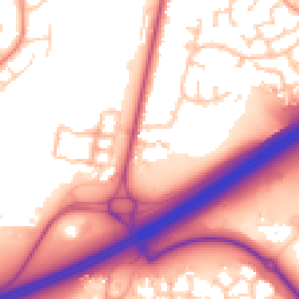 Daytime road noise heatmap for RG2 9GY