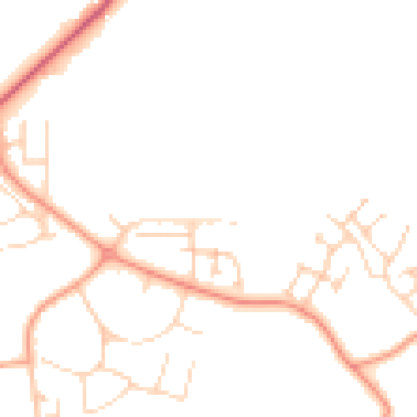 Daytime road noise heatmap for RG2 9HL