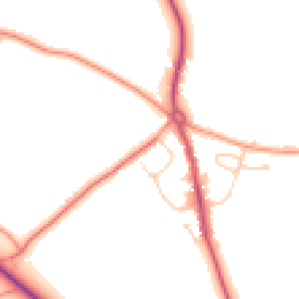 Daytime road noise heatmap for RG2 9JR