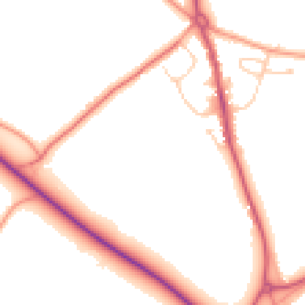 Daytime road noise heatmap for RG2 9JT