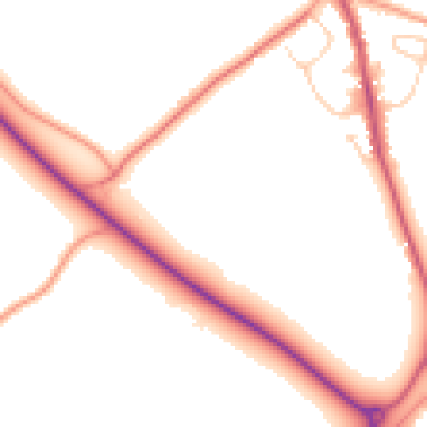 Daytime road noise heatmap for RG2 9JU