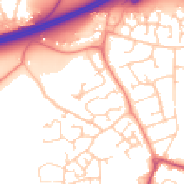 Daytime road noise heatmap for RG2 9LD