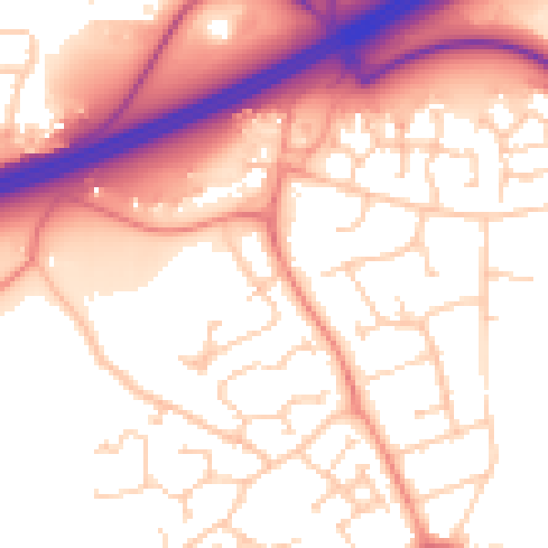 Daytime road noise heatmap for RG2 9LF