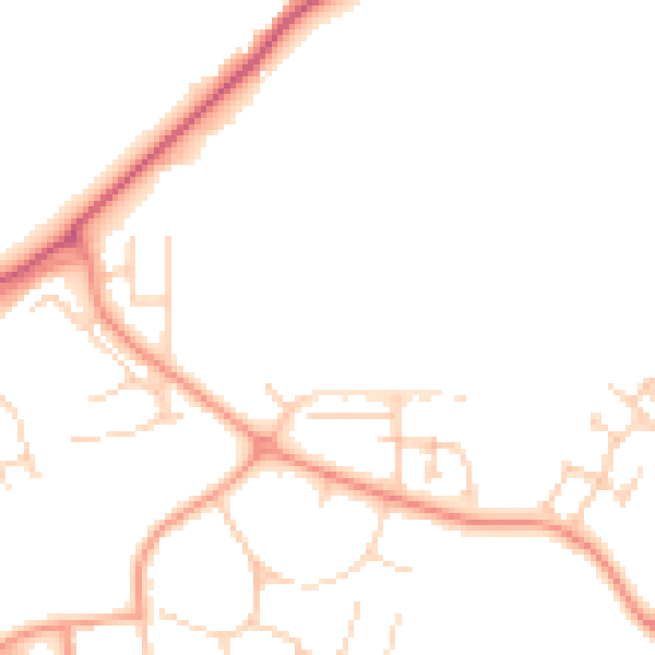 Daytime road noise heatmap for RG2 9LJ