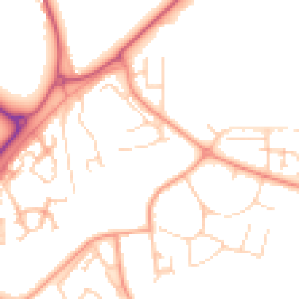 Daytime road noise heatmap for RG2 9LU