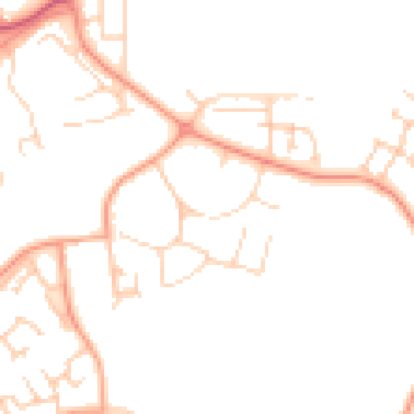 Daytime road noise heatmap for RG2 9LY