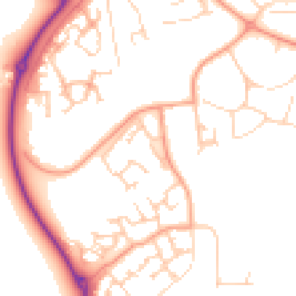 Daytime road noise heatmap for RG2 9ND
