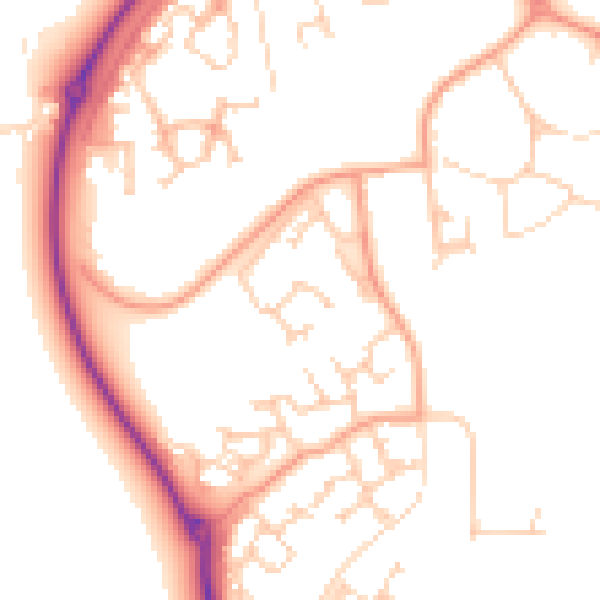 Daytime road noise heatmap for RG2 9NG