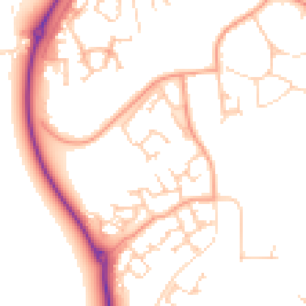 Daytime road noise heatmap for RG2 9NQ