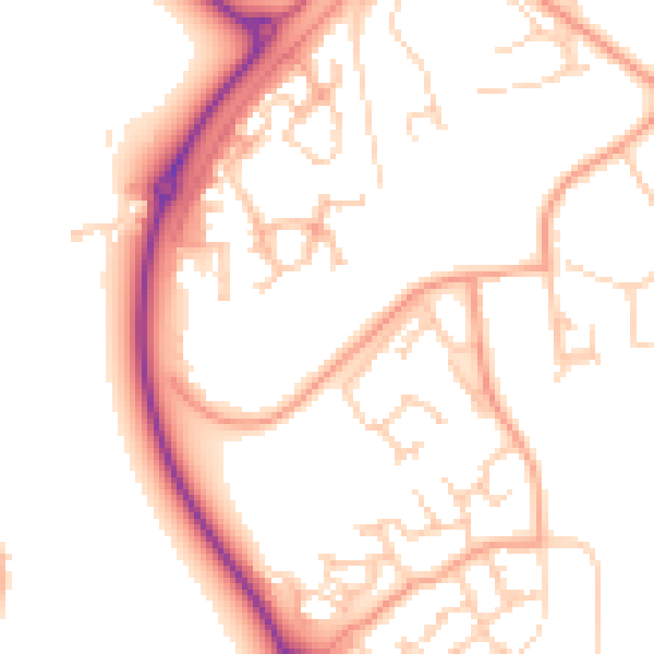 Daytime road noise heatmap for RG2 9NR