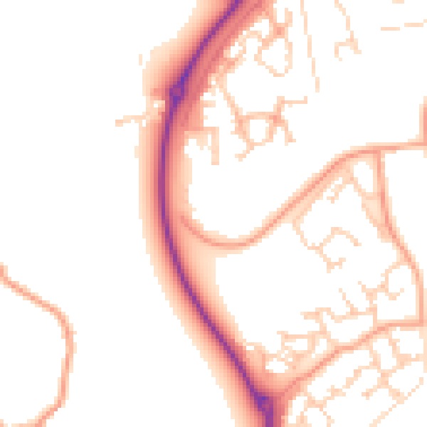 Daytime road noise heatmap for RG2 9NT