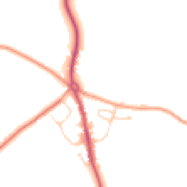 Daytime road noise heatmap for RG2 9NY