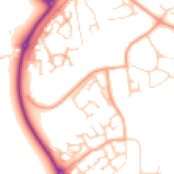 Daytime road noise heatmap for RG2 9NZ