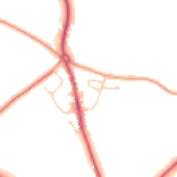 Daytime road noise heatmap for RG2 9PB