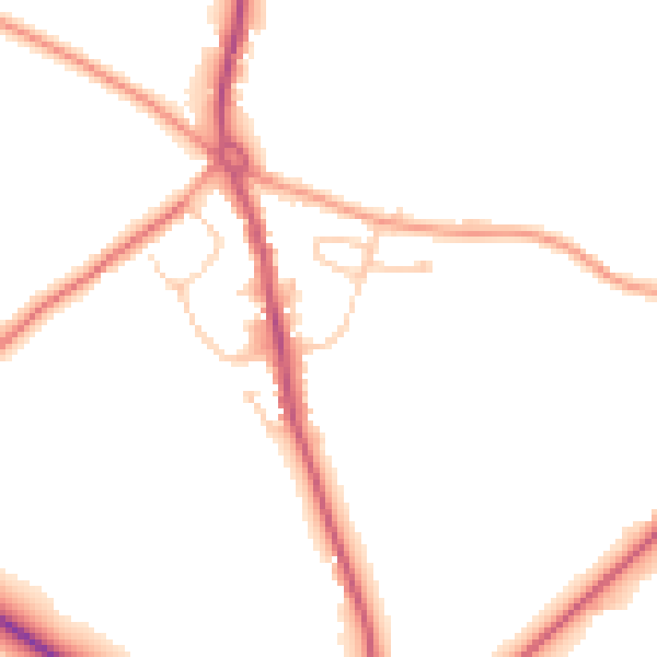 Daytime road noise heatmap for RG2 9PD