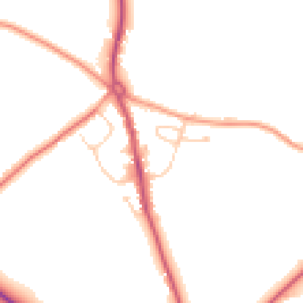 Daytime road noise heatmap for RG2 9PE
