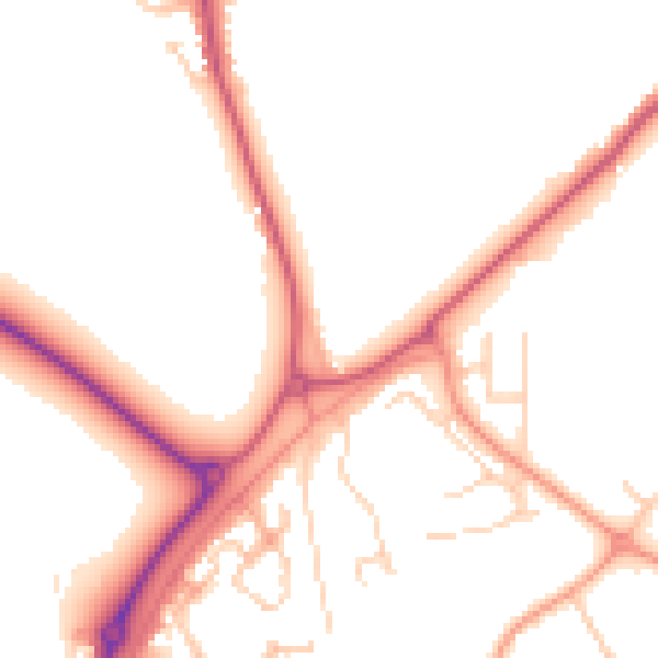 Daytime road noise heatmap for RG2 9PS