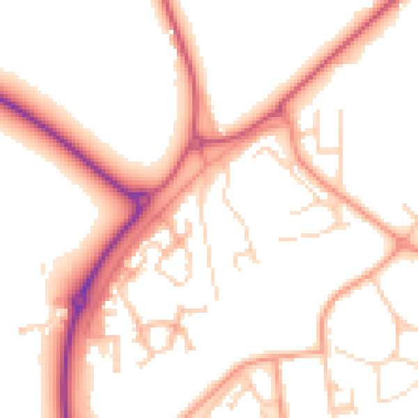 Daytime road noise heatmap for RG2 9PT