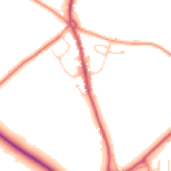 Daytime road noise heatmap for RG2 9PX