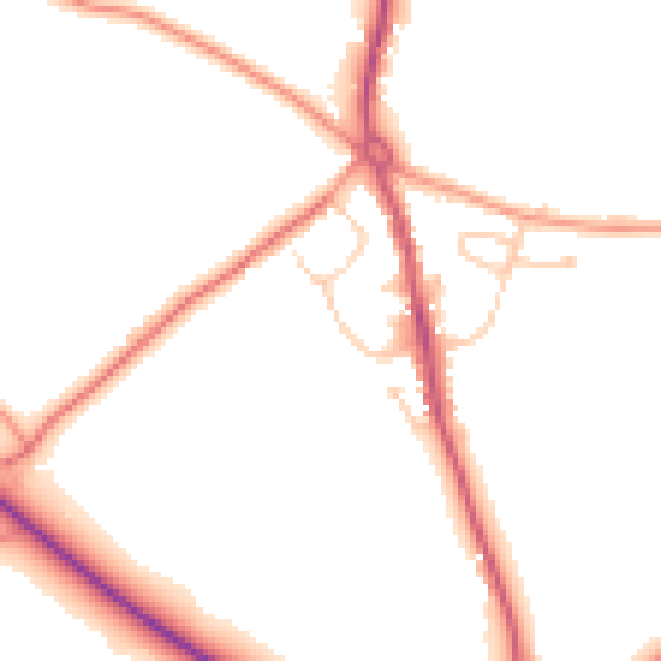 Daytime road noise heatmap for RG2 9PY