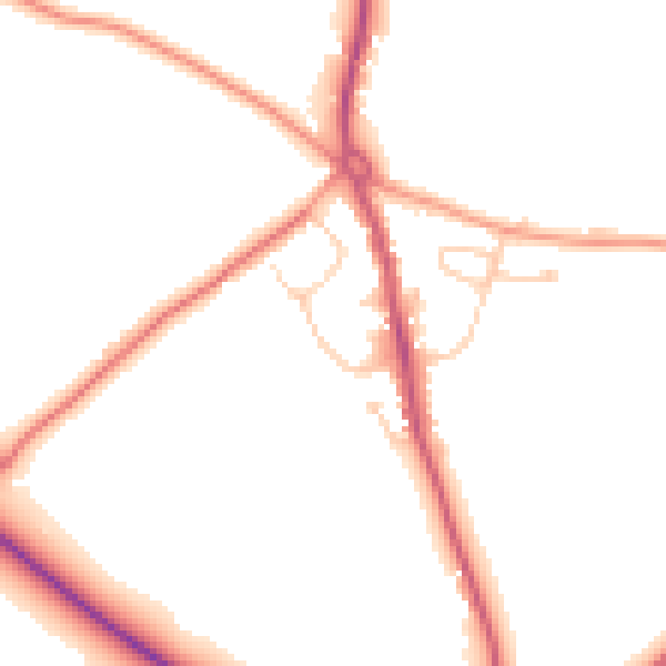 Daytime road noise heatmap for RG2 9PZ