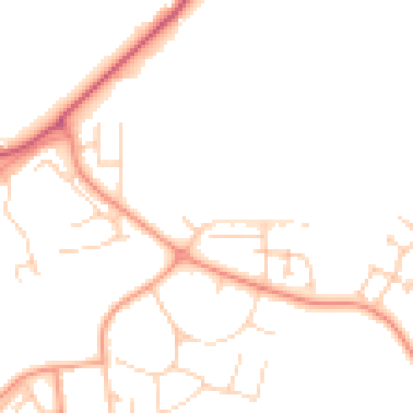 Daytime road noise heatmap for RG2 9QP