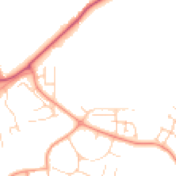 Daytime road noise heatmap for RG2 9QY