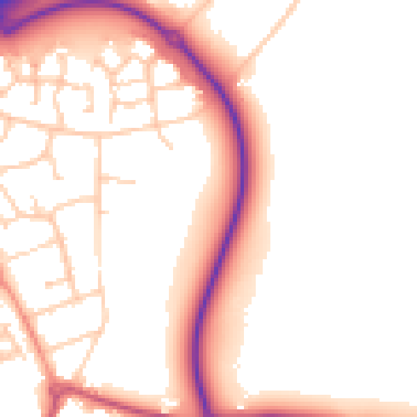 Daytime road noise heatmap for RG2 9SQ