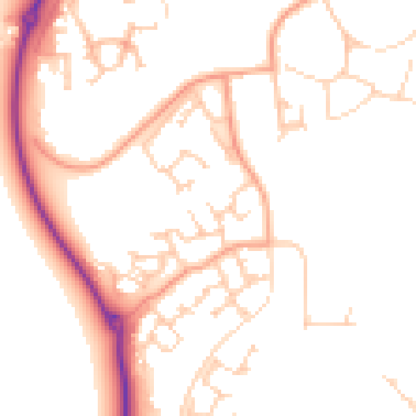 Daytime road noise heatmap for RG2 9TP