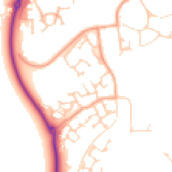 Daytime road noise heatmap for RG2 9TQ