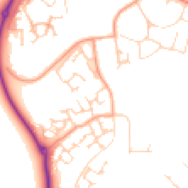 Daytime road noise heatmap for RG2 9TR