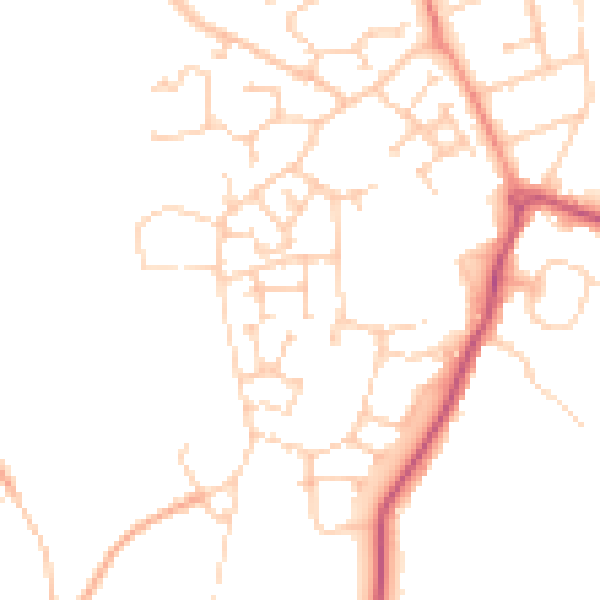 Daytime road noise heatmap for RG2 9UZ