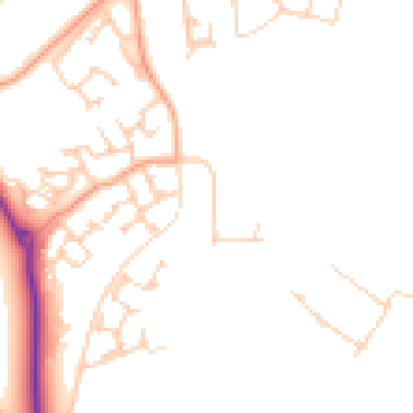 Daytime road noise heatmap for RG2 9YQ