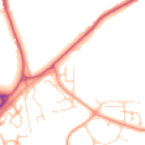 Daytime road noise heatmap for RG2 9ZW