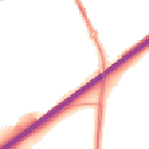 Night-time road noise heatmap for RG21 3AT