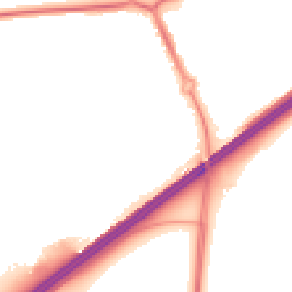 Night-time road noise heatmap for RG21 3AU