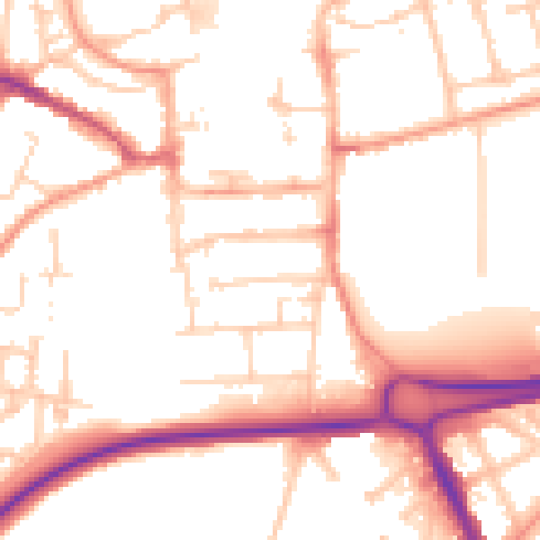 Daytime road noise heatmap for RG21 3DQ