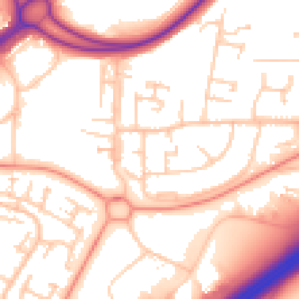 Daytime road noise heatmap for RG21 3PB