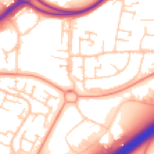 Daytime road noise heatmap for RG21 3PE