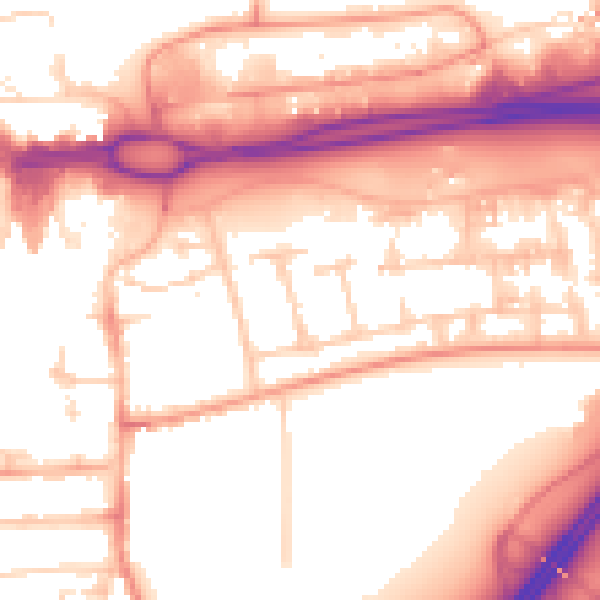 Daytime road noise heatmap for RG21 4BQ