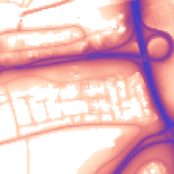 Daytime road noise heatmap for RG21 4PZ