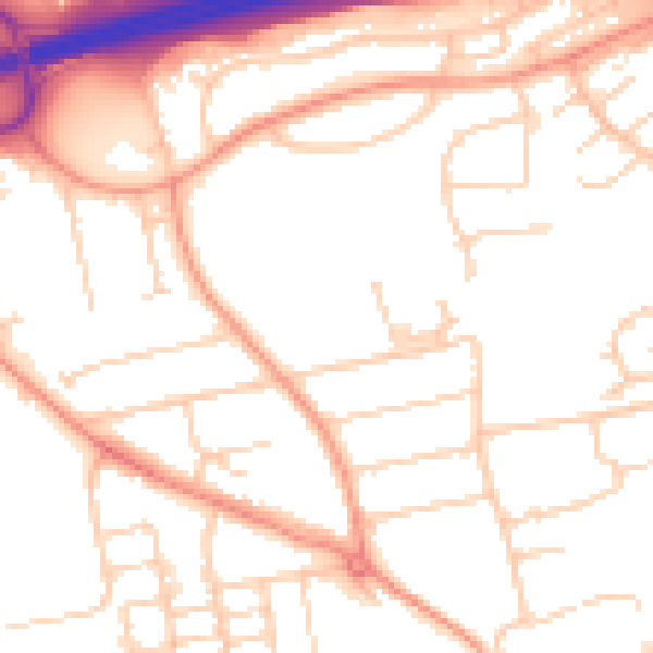 Daytime road noise heatmap for RG21 5AD