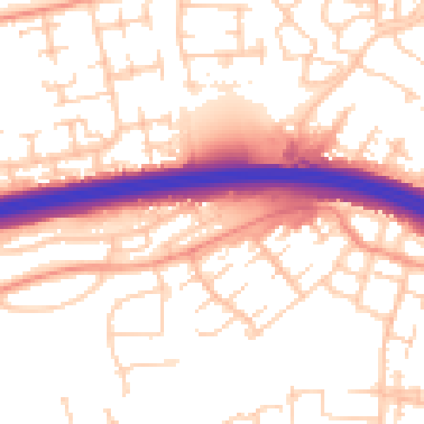 Daytime road noise heatmap for RG21 5RX